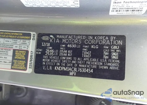 2020 Kia Sportage Lx z USA, uszkodzony, nr VIN KNDPM3AC8L7630454